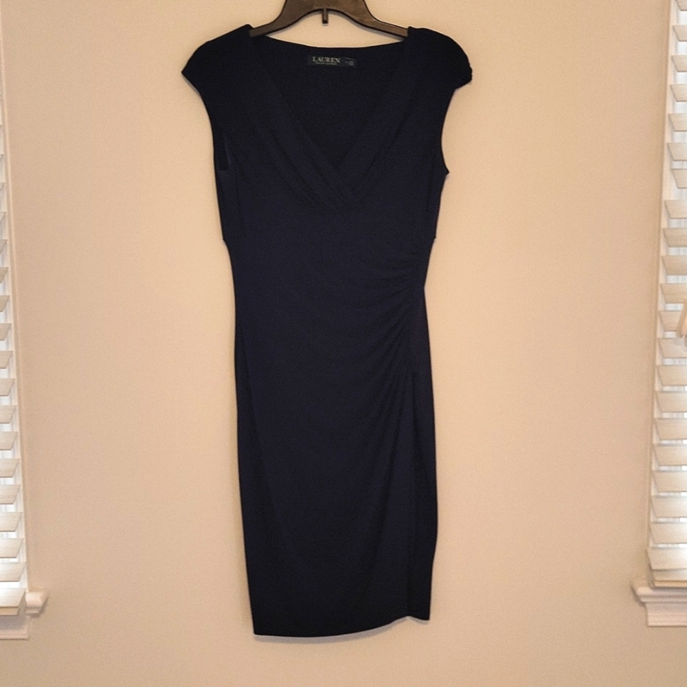 LAUREN RALPH LAUREN Sleeveless Navy Blue Midi Dress Size 4